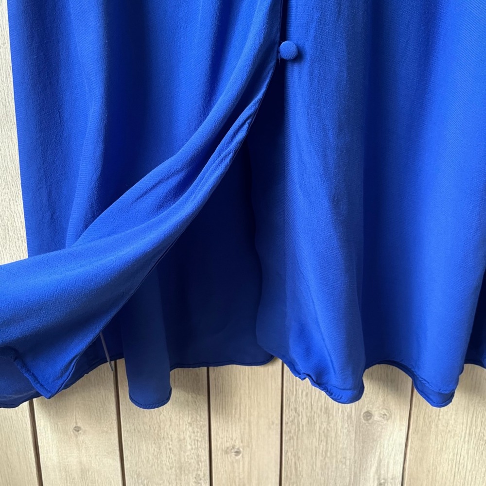 Loft Dress Women's Size Royal Blue Midi Button Front Classic Feminine Flutter - Picture 8 of 11